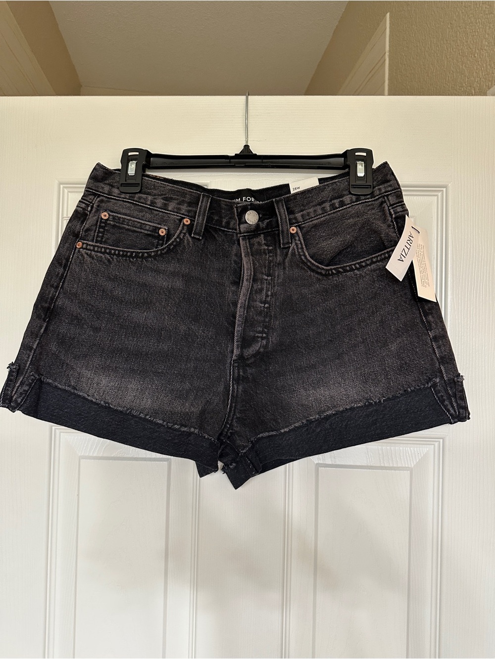 Aritzia Black High-Rise Denim Shorts